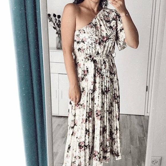 Boho floral pleated belted off shoulder dress - Picture 8 of 8